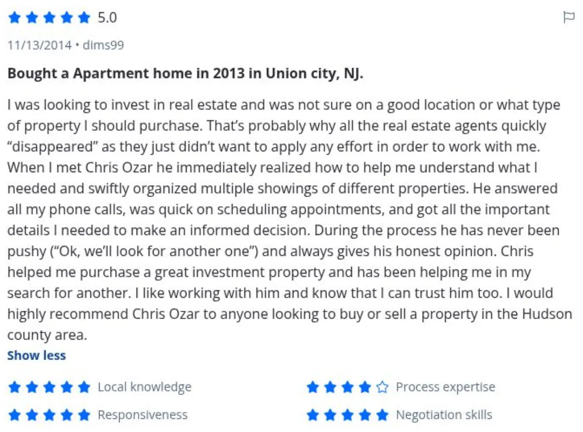 Zillow review by dims99, 11/13/2014, rated 5 of 5: Bought a Apartment home in 2013 in Union city, NJ.